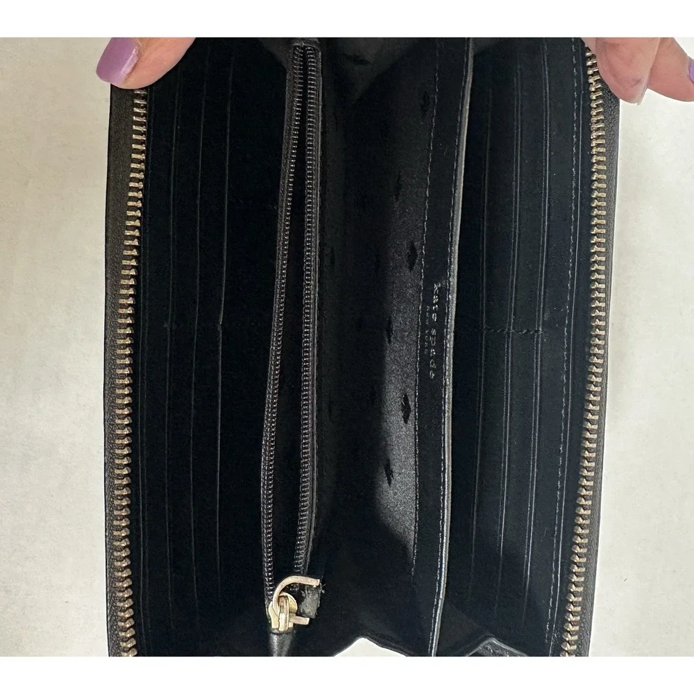 Kate Spade New York Grove Street Neda Wallet Leather Black Full Zip Closure
